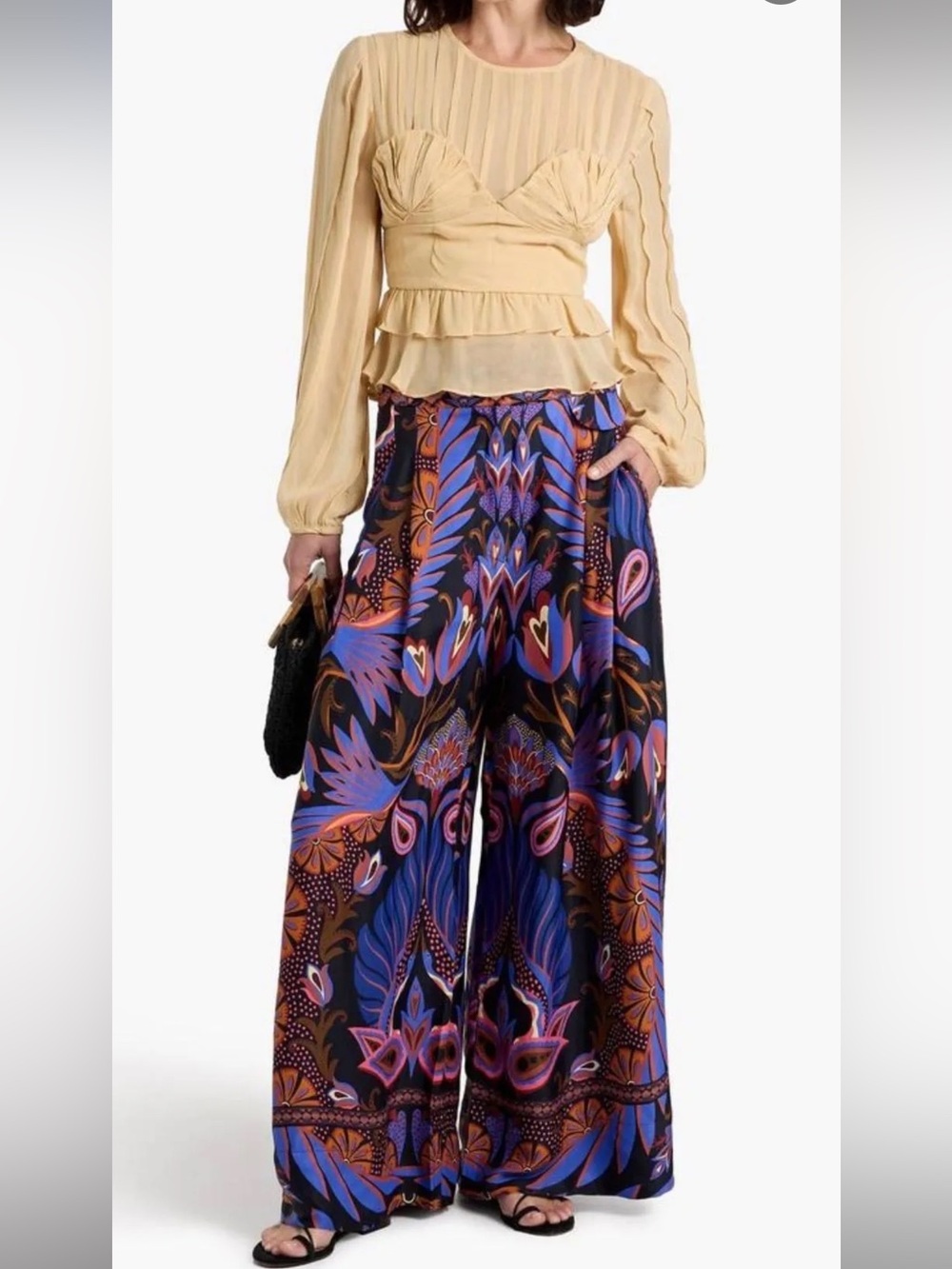 Farm Rio Black Heart Forest Wide Pants MSRP $198 Sz XL